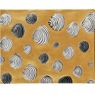 Nabil Nahas, acrylic on canvas, 2019: Nabil Nahas, acrylic on canvas, 2019, Nabil Nahas (Lebanese, b. 1949), Untitled (Shells), signed, dated and inscribed "For Nina and Leo with lots of love" verso, unframed, 11"h x 14"w Provenance: The