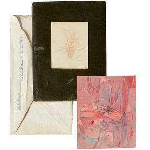 Charles Seliger, (2) small drawings, c. 1956: Charles Seliger, (2) small drawings, c. 1956, Charles Seliger (American, 1926-2009), Untitled Abstracts, the larger ink and oil on cardboard signed lower left and dated upper right, the smaller color