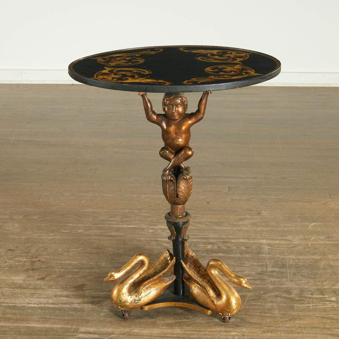 Unusual Continental parcel gilt tilt top table (1 of 5)