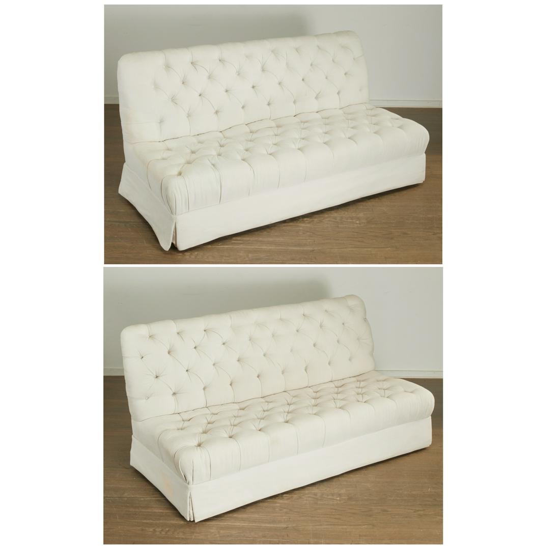Pair custom button tufted sofas, Daniel Romualdez (1 of 6)