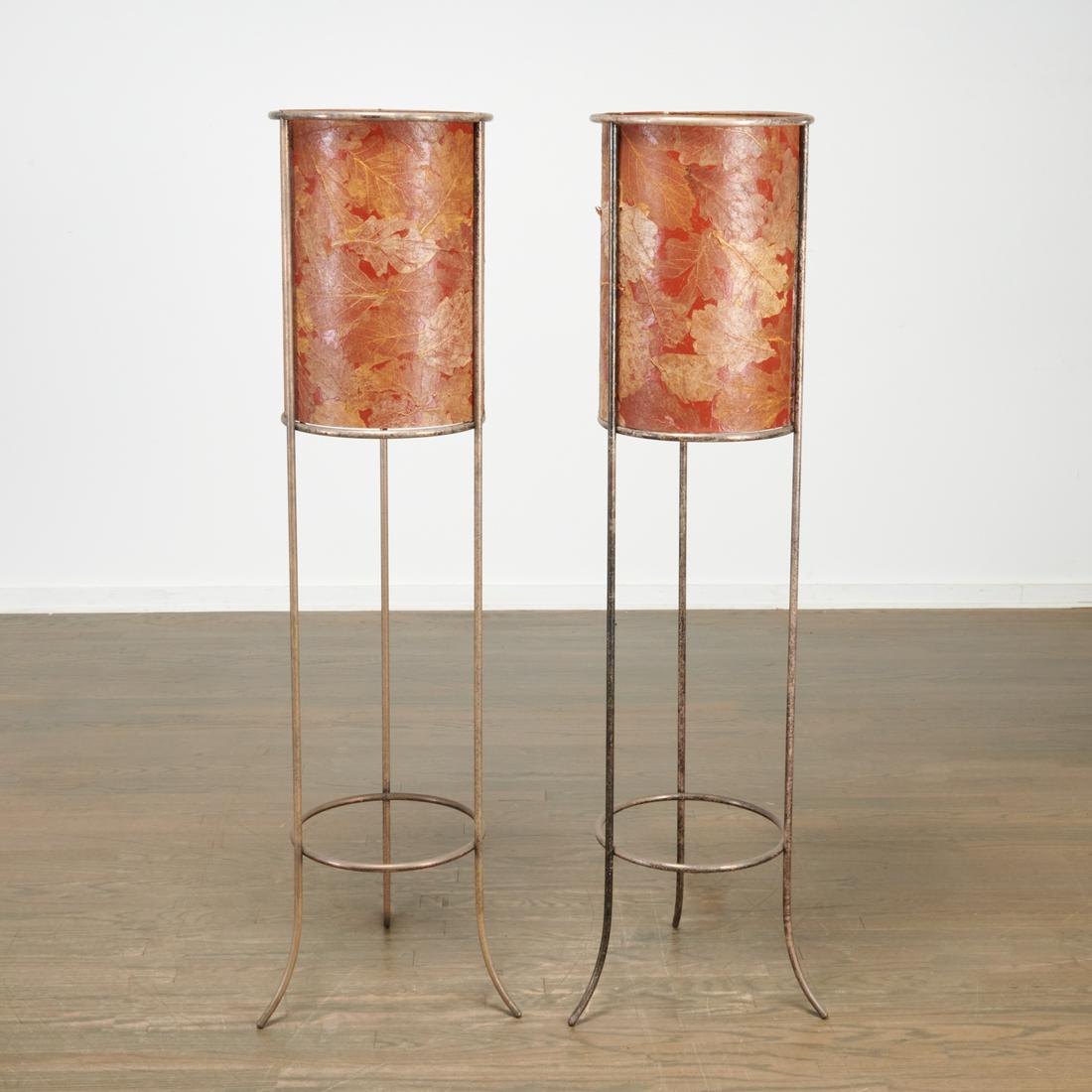 T.H. Robsjohn-Gibbings, pair silvered floor lamps (1 of 6)