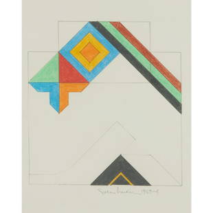 Sven Lukin, colored pen and graphite on paper: Sven Lukin, colored pen and graphite on paper, Sven Lukin (American, b. 1934), Untitled, 1964, signed and dated lower margins, gallery label verso, framed under glass, 17.5"h x 14.5"w (frame) Provenan