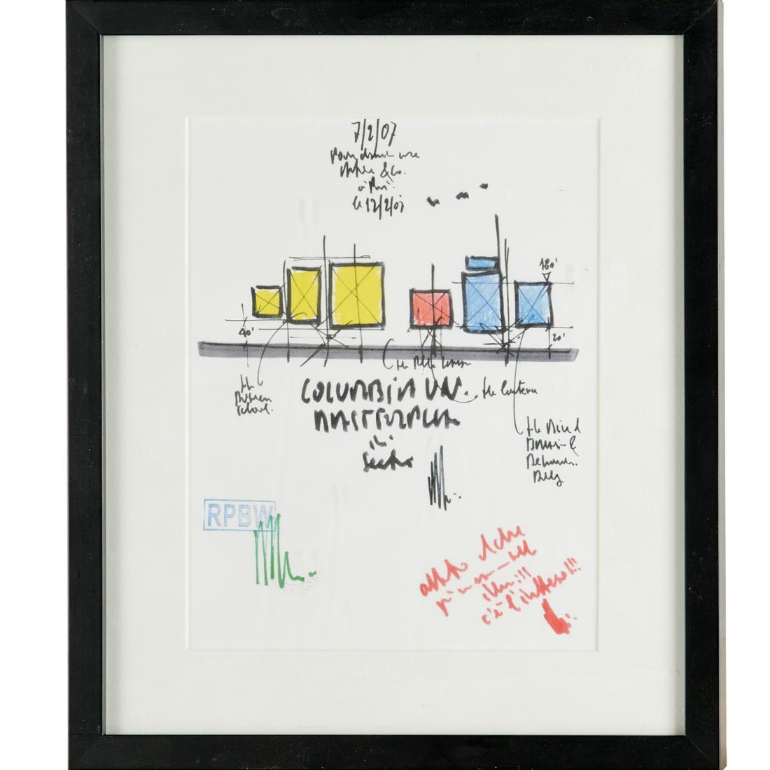 Renzo Piano, ink architectural sketch, 2007 (1 of 7)