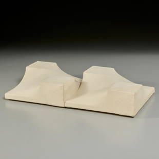 Michael Michaeledes, shaped fabric sculpture, 1975: Michael Michaeledes, shaped fabric sculpture, 1975, Michael Michaeledes (Cypriot/British, 1922-2015), Untitled, remnant gallery label verso, 7.5"h x 15"l x 2.5"d Provenance: The Collection of Litsa Ts