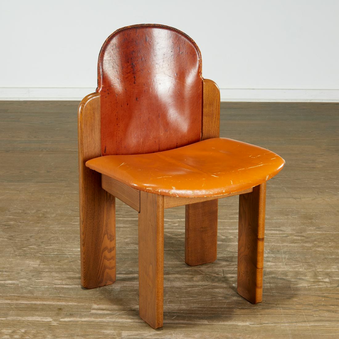 Tobia & Afra Scarpa style oak & leather side chair (1 of 7)