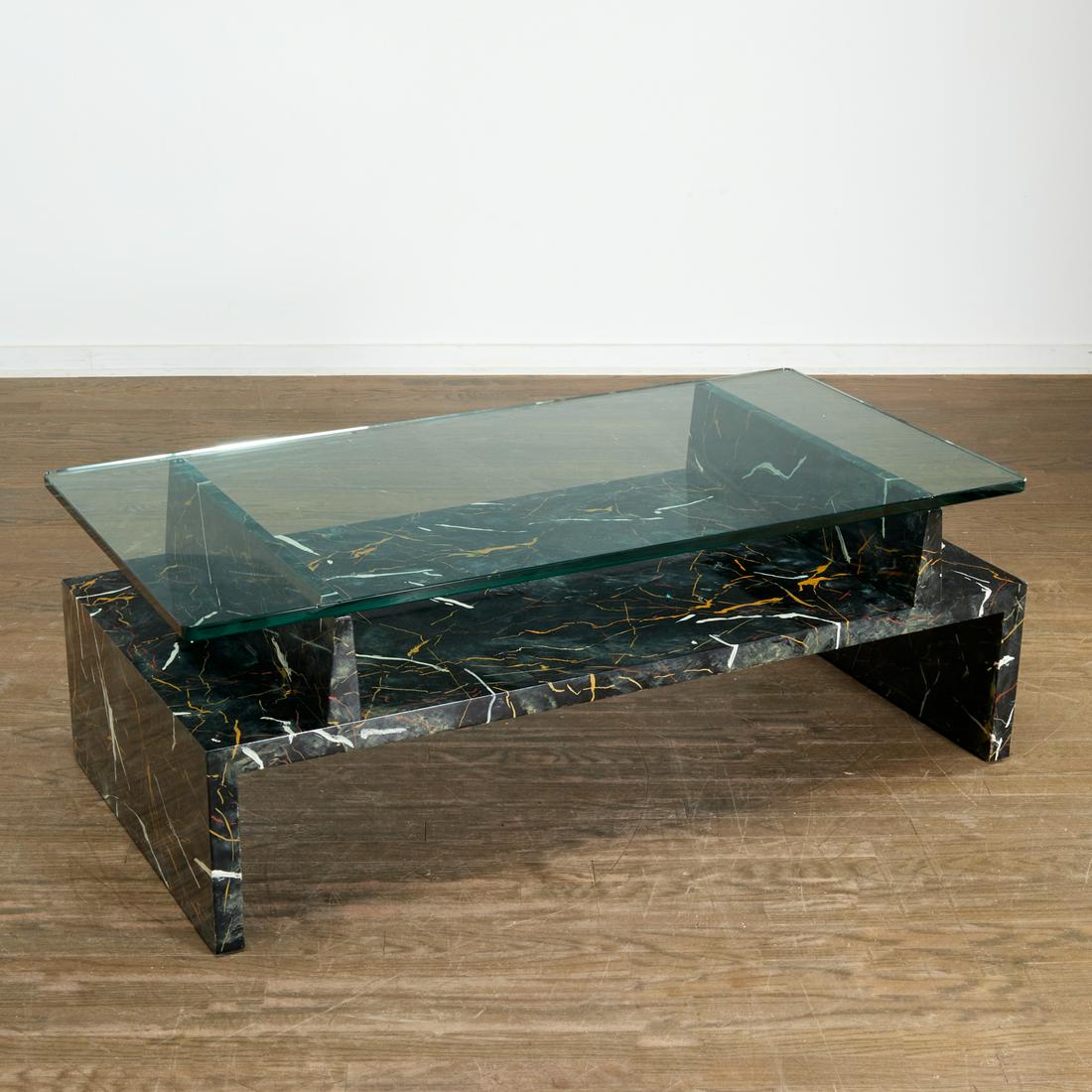 Tommi Parzinger, faux marble painted coffee table (1 of 7)