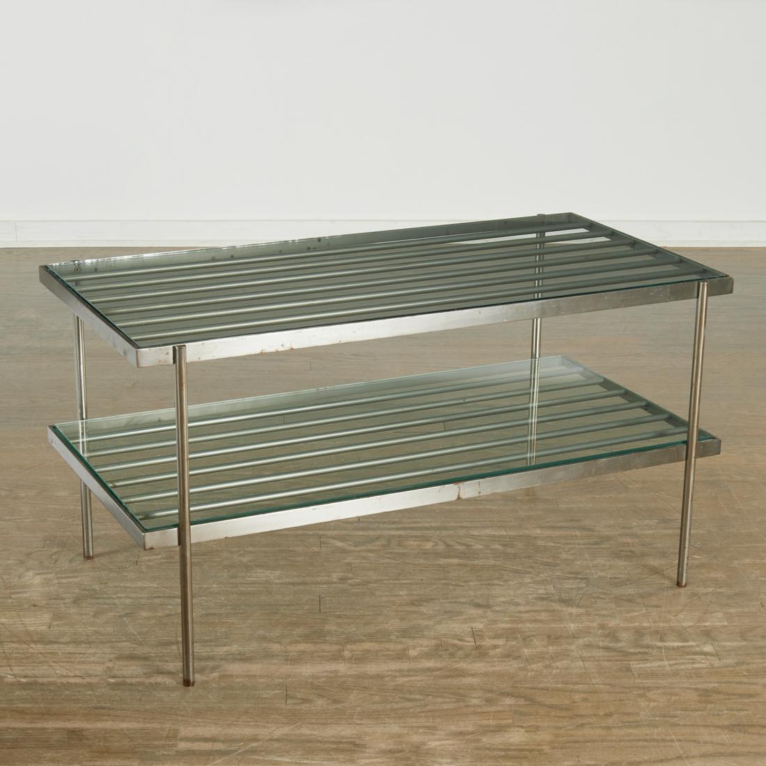 Ward Bennett (attrib.), steel tiered table (1 of 5)