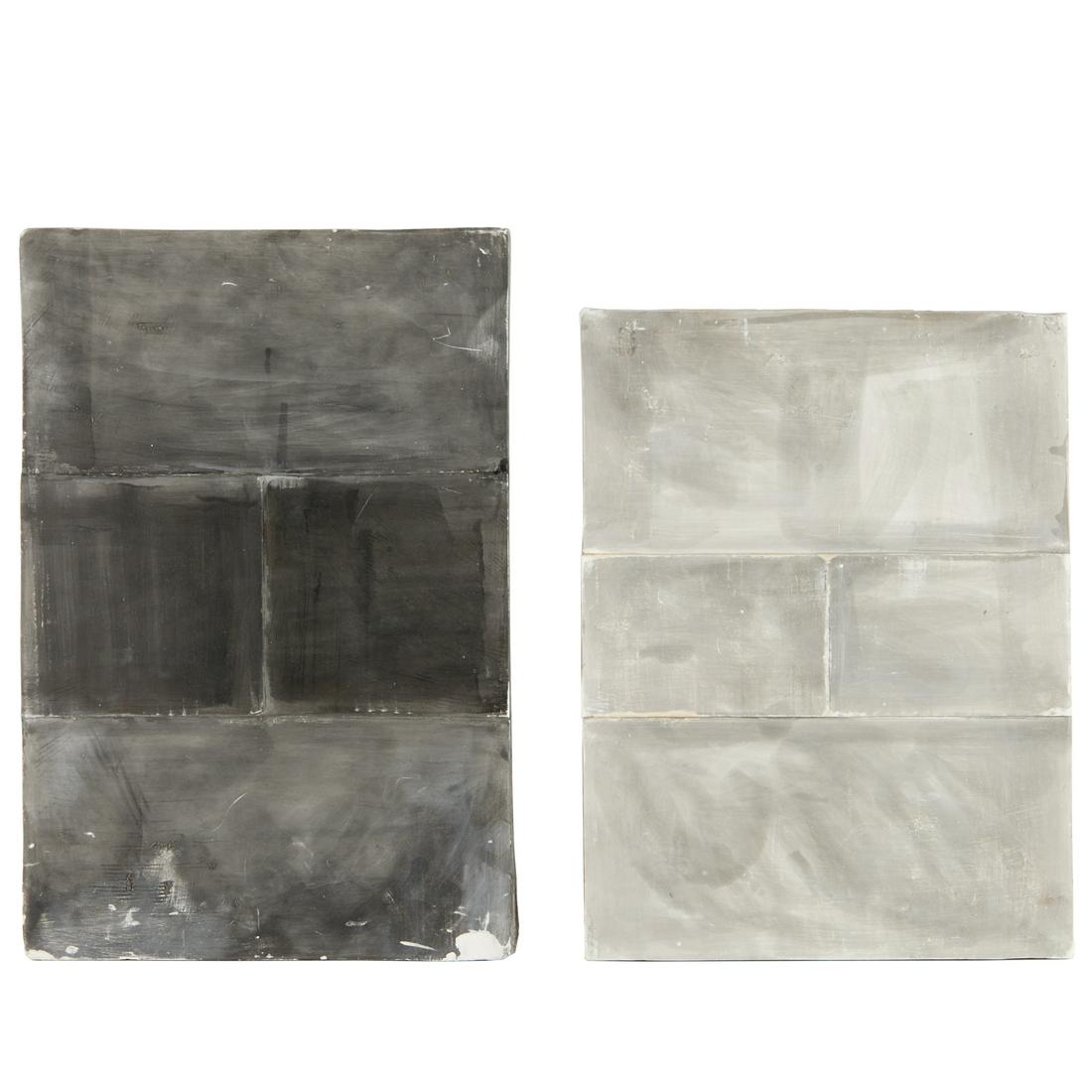 Chryssa, (2) cast plaster tablets, 1957 (1 of 8)