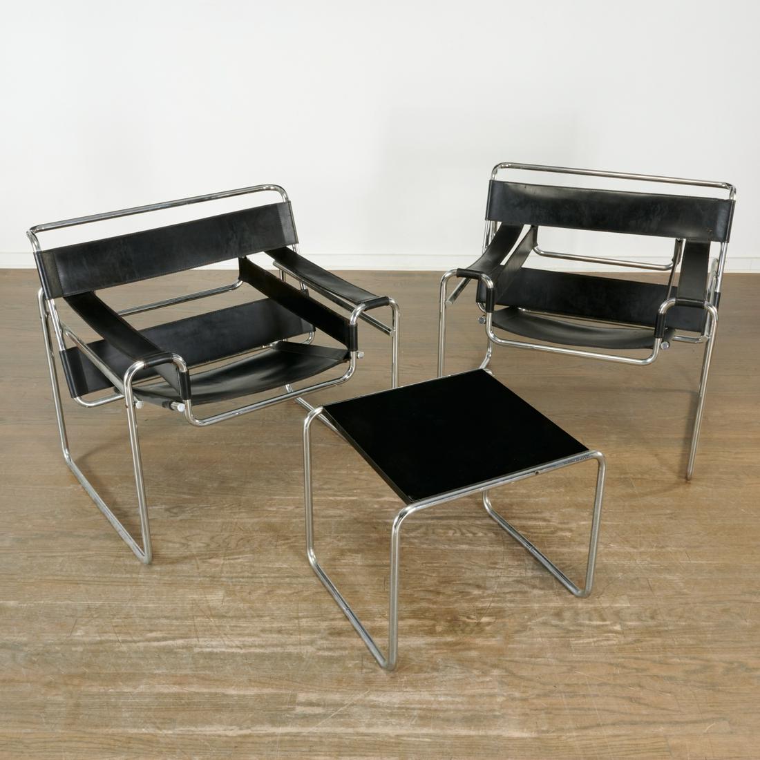 Marcel Breuer, pair Wassily chairs and side table (1 of 6)