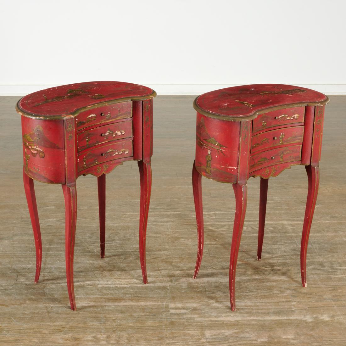 Pair French scarlet japanned side tables (1 of 6)