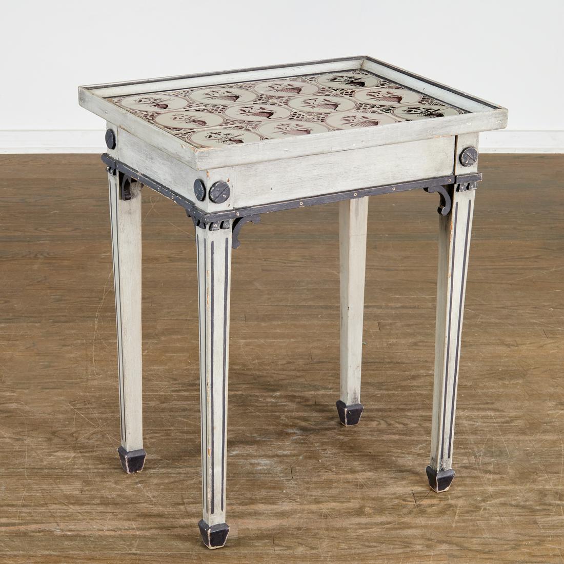 Danish Neoclassical tile top occasional table (1 of 5)