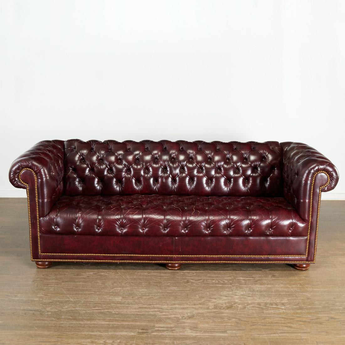 Vintage oxblood leather Chesterfield sofa (1 of 8)