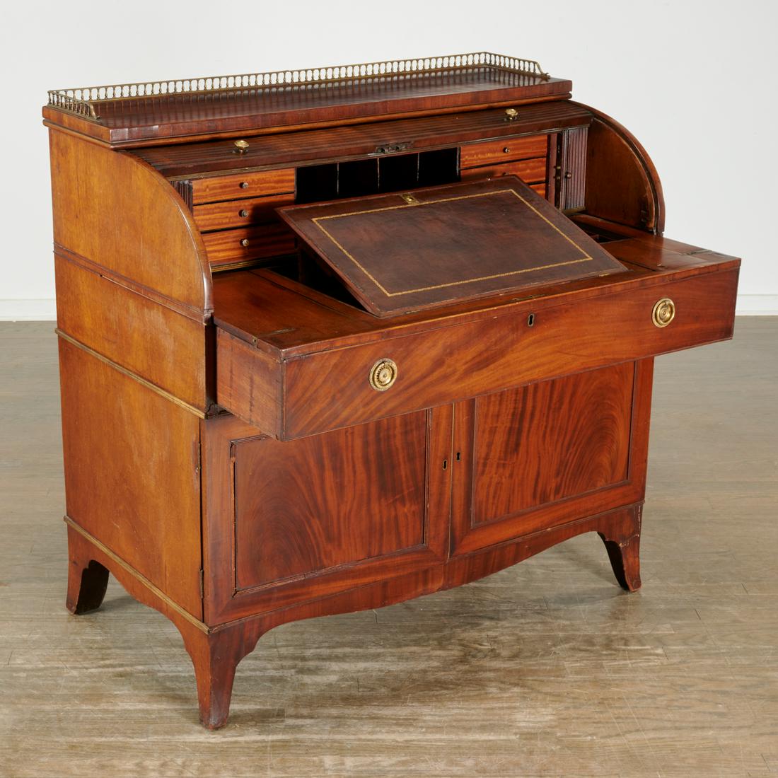 George III mahogany roll top secretary bureau (1 of 10)