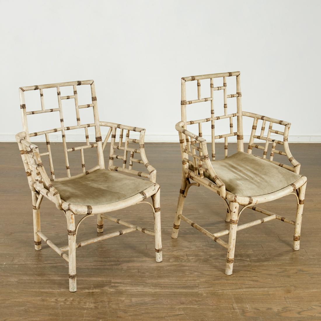 George III painted faux bamboo armchairs (1 of 6)