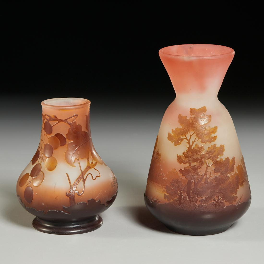 Emile Galle, (2) small cameo vases (1 of 6)