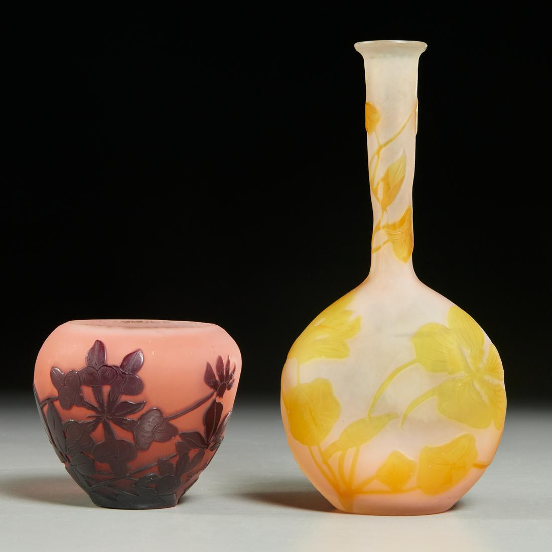 Emil Galle, (2) small cameo vases (1 of 7)