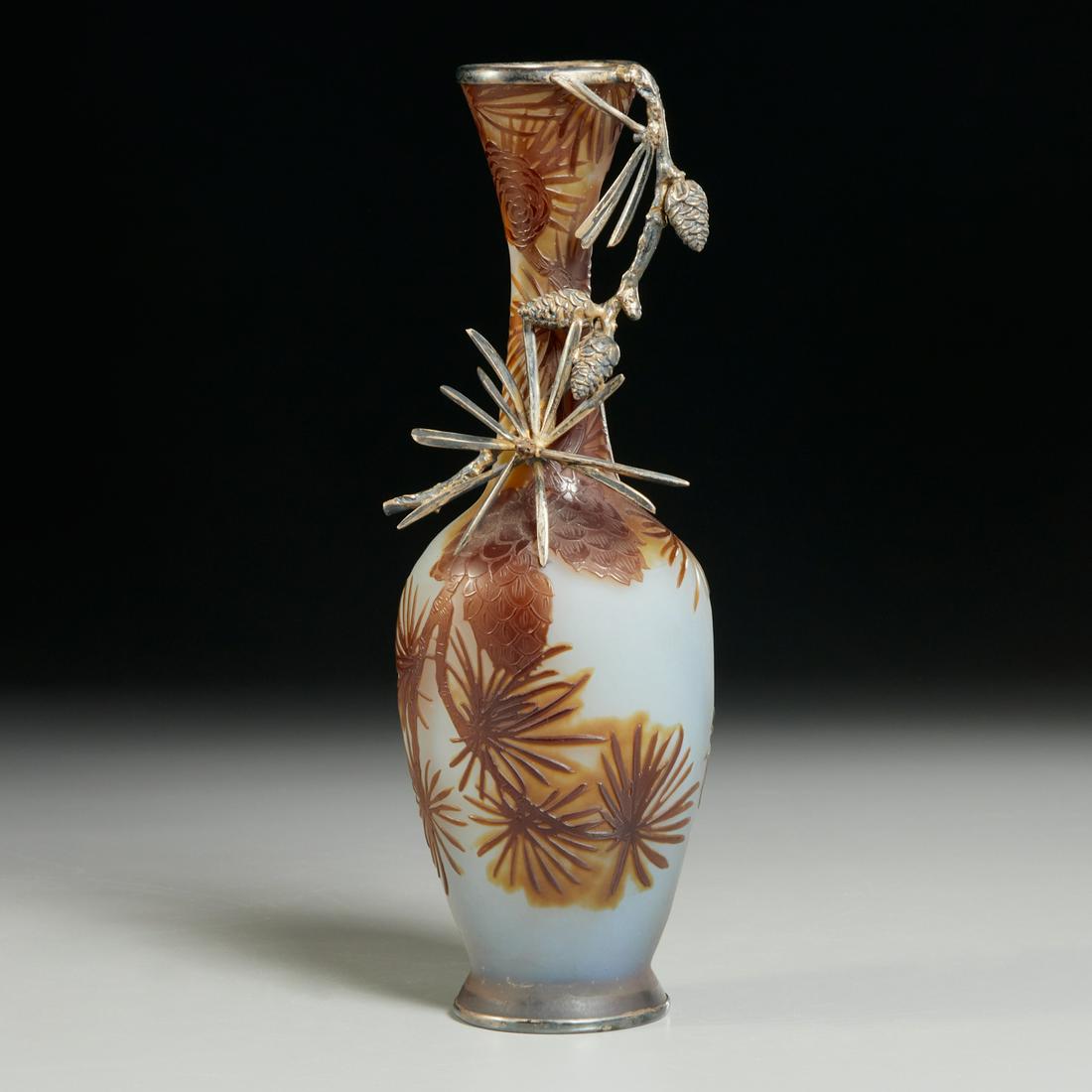 Emile Galle, cameo glass and silver Pinecone vase (1 of 7)