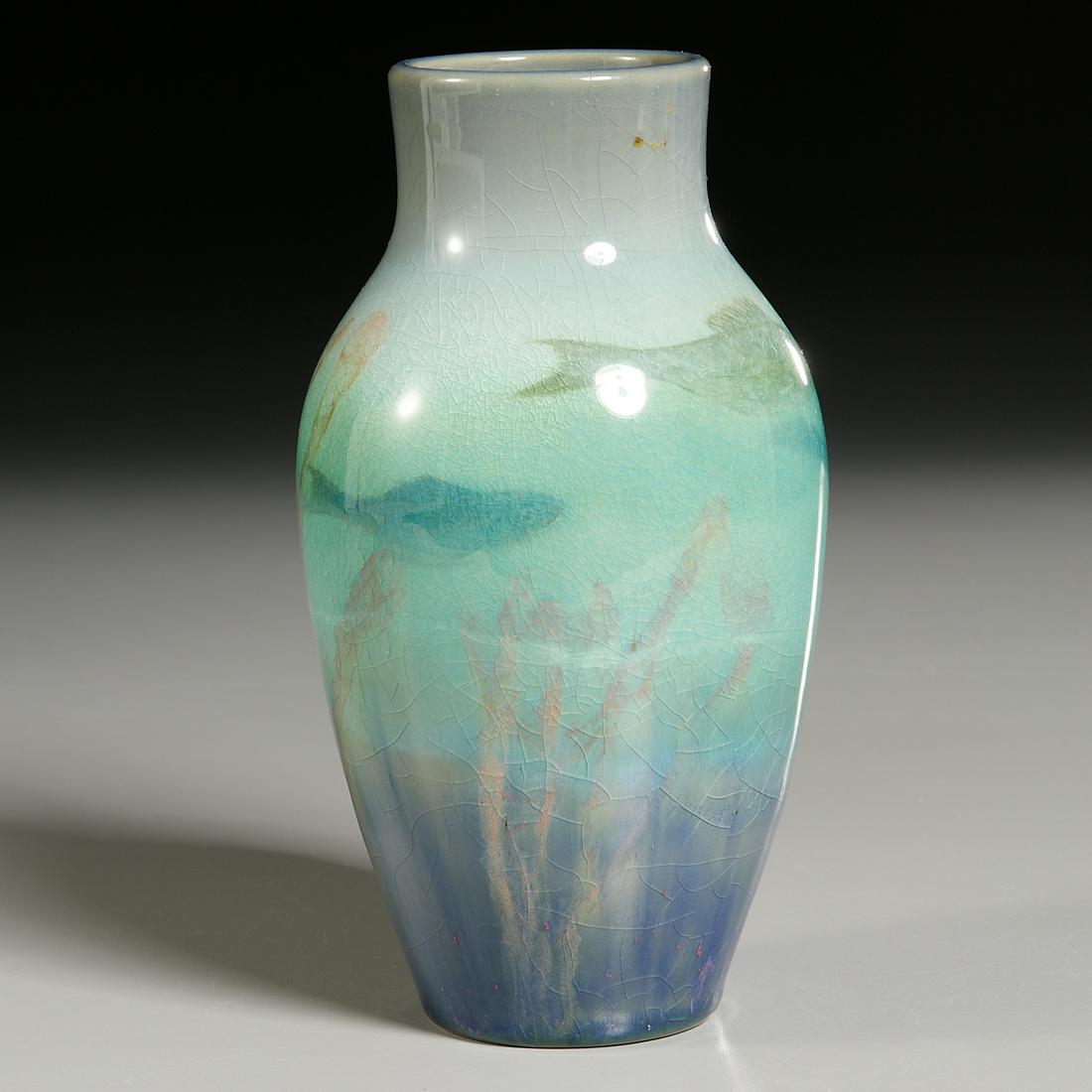 Rookwood, Ed Hurley sea green "Fishes" vase (1 of 5)
