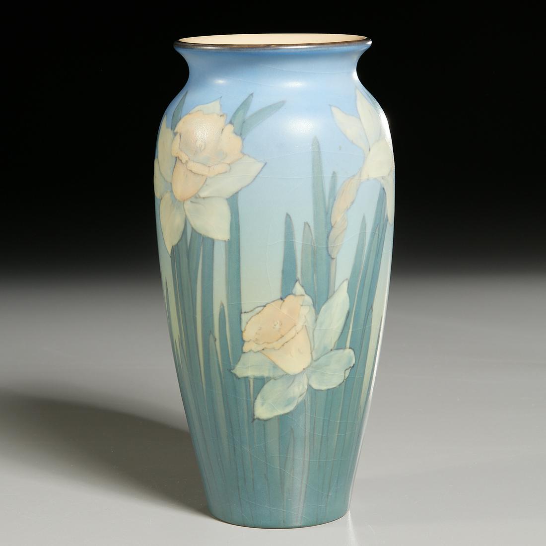 Rookwood, Daffodil Vellum vase, Edward Diers (1 of 5)