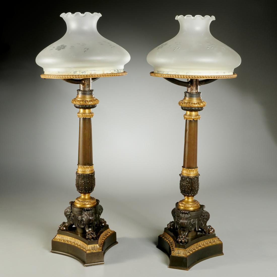 Pair Charles X bronze sinumbra lamps (1 of 7)