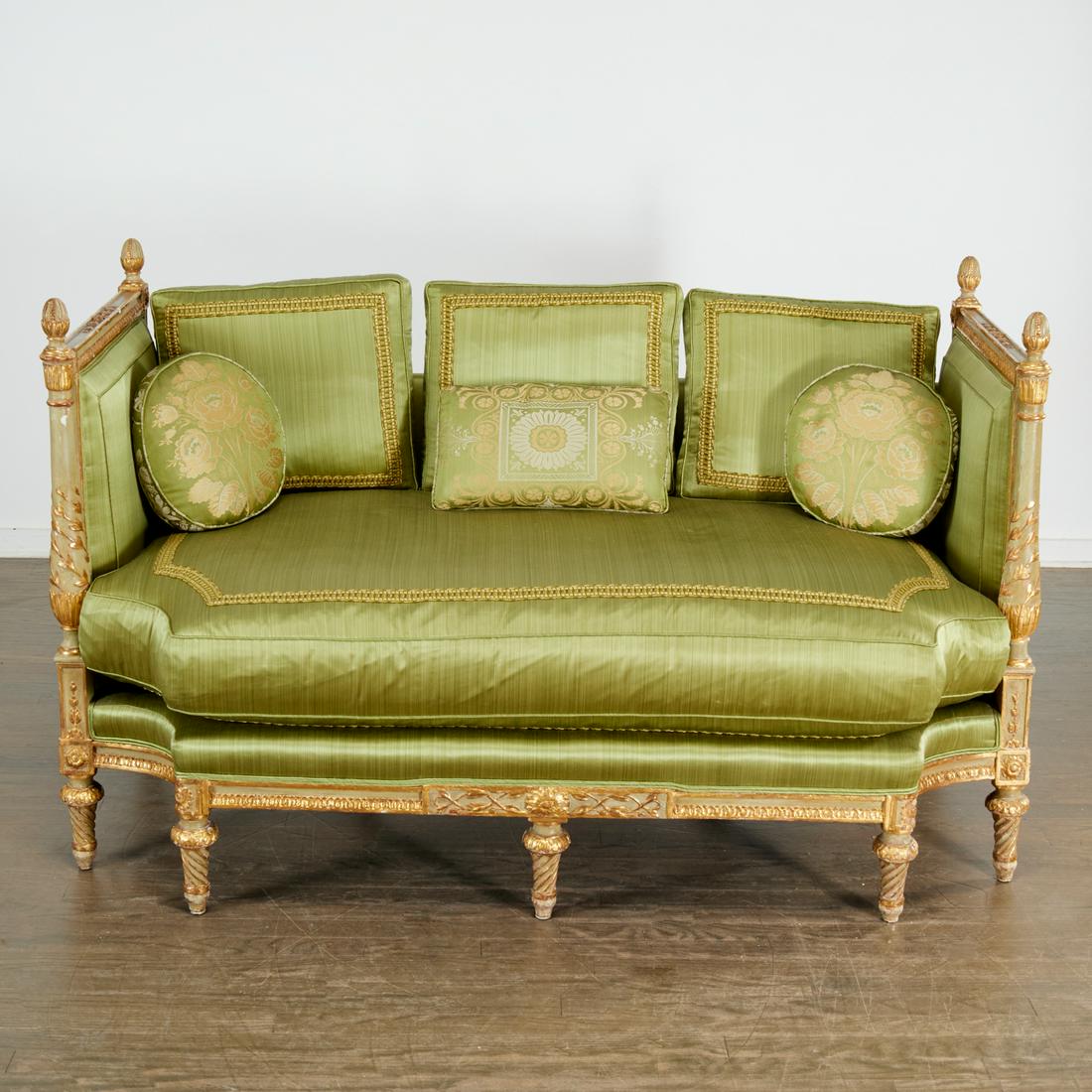 Antique Louis XVI style painted and gilt canape (1 of 7)