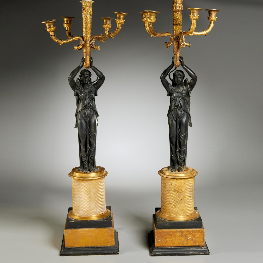 Imposing pair Empire Winged Victory candelabra (1 of 8)