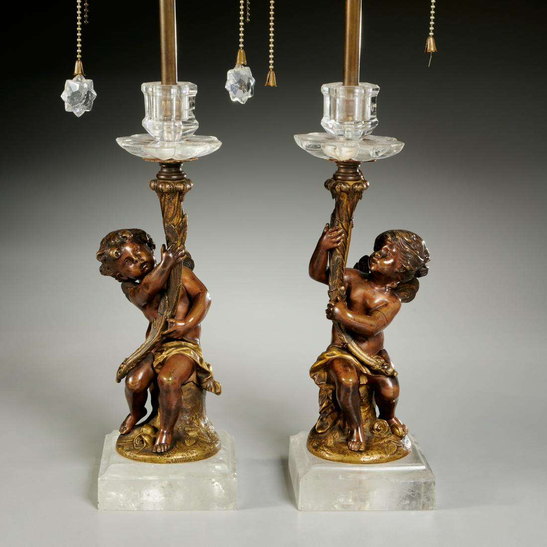 Pair Continental bronze and rock crystal lamps (1 of 5)