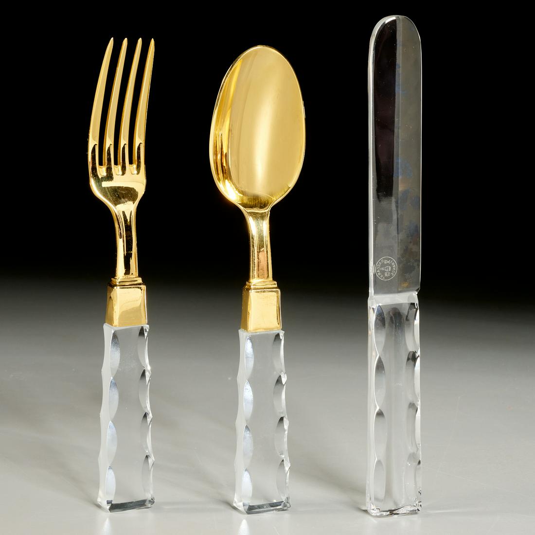 Baccarat crystal and gold plated flatware set (1 of 5)