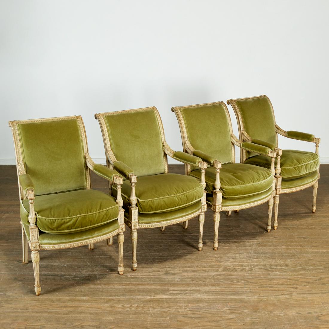 (4) antique Directoire style painted fauteuils (1 of 5)