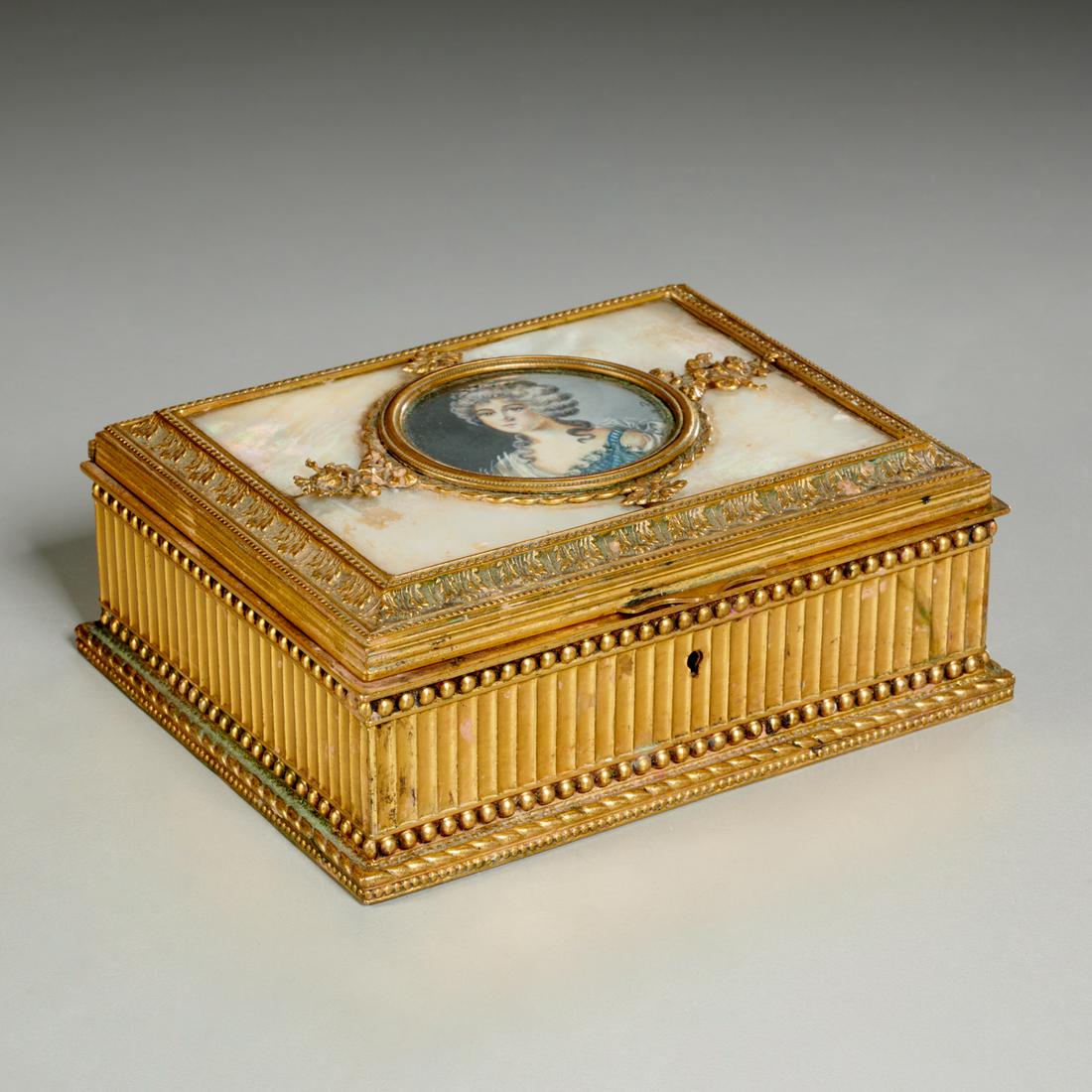 French mother of pearl inlaid dore bronze box (1 of 5)