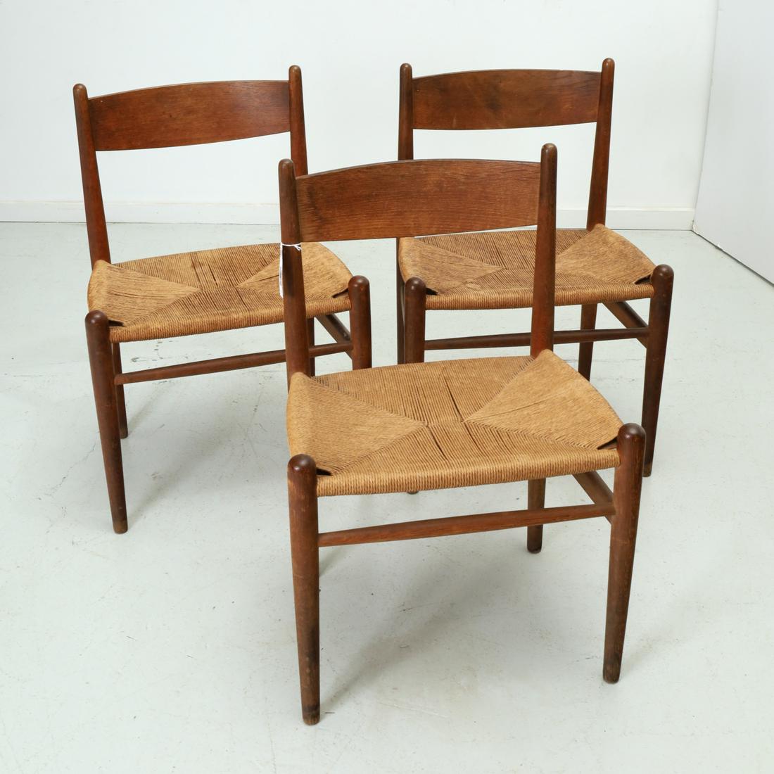Hans Wegner, (3) CH-36 oak side chairs (1 of 5)