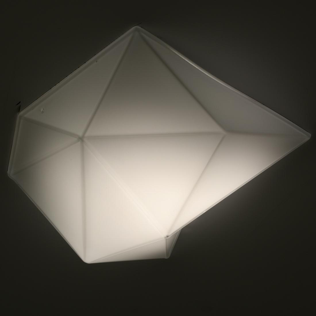 Artemide Siface wall/ceiling mounted glass shade: Artemide Siface wall/ceiling mounted glass shade, 21st c., handblown glass shade with satined finish, for diffused incandescent or fluorescent lighting, new in packaging, 12"h x 12w x 3.5"d Provenance