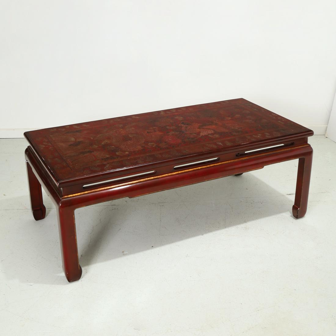 Chinese red lacquered coffee table (1 of 6)