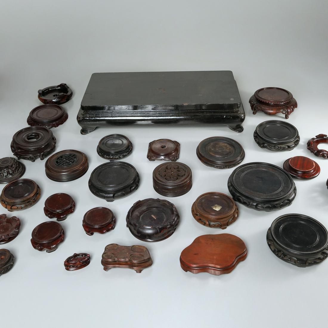 Huge collection Chinese hardwood stands, lids, etc (1 of 7)