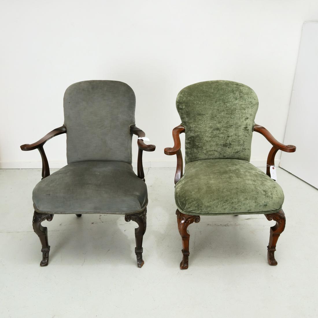 Near pair George II style carved armchairs (1 of 6)