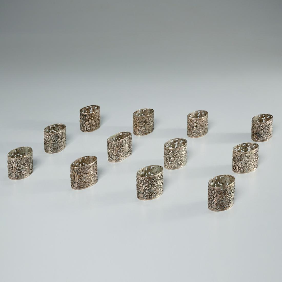 Set Albert Bodemer reticulated silver napkin rings (1 of 6)