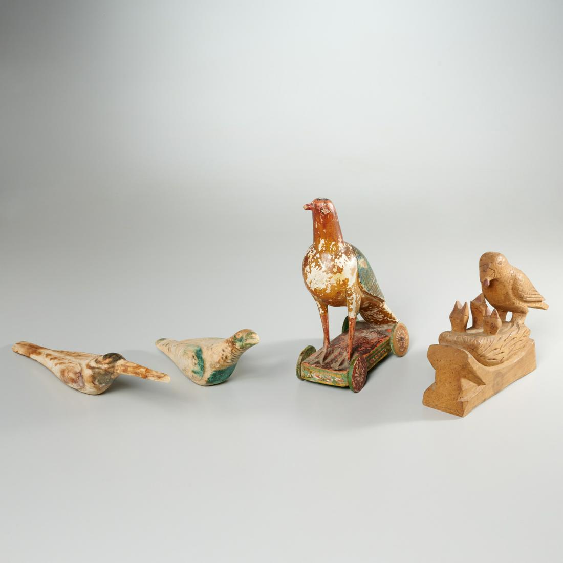 (4) Folk Art carved & painted wood birds (1 of 7)