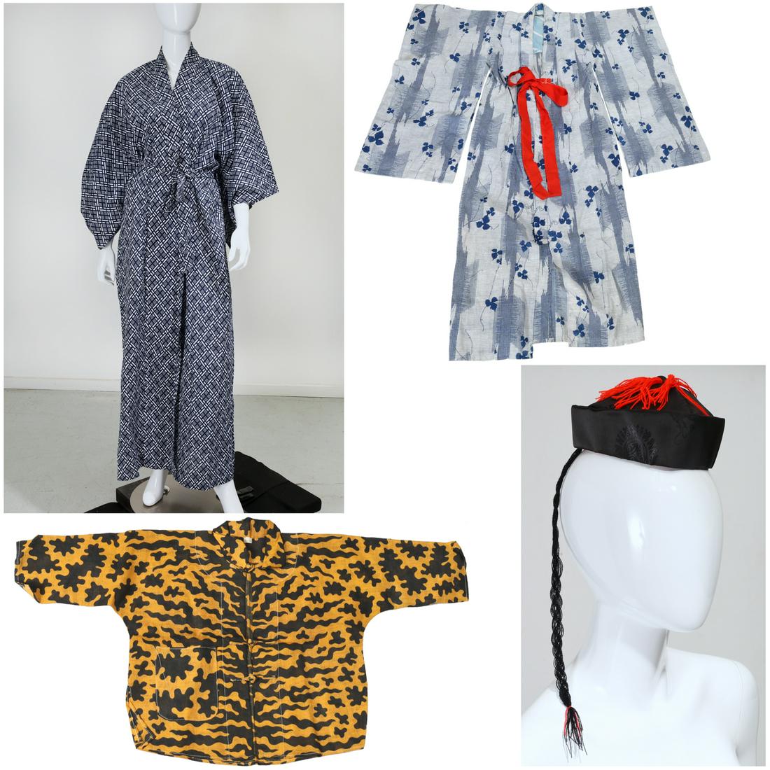 (2) Japanese kimono, child's coat, hat, ex-museum (1 of 8)