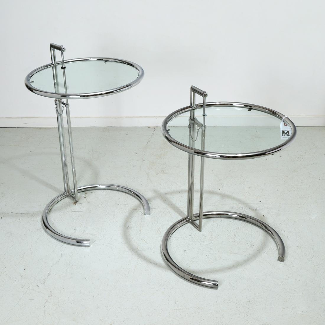 Eileen Gray, pair chrome E1027 side tables (1 of 6)