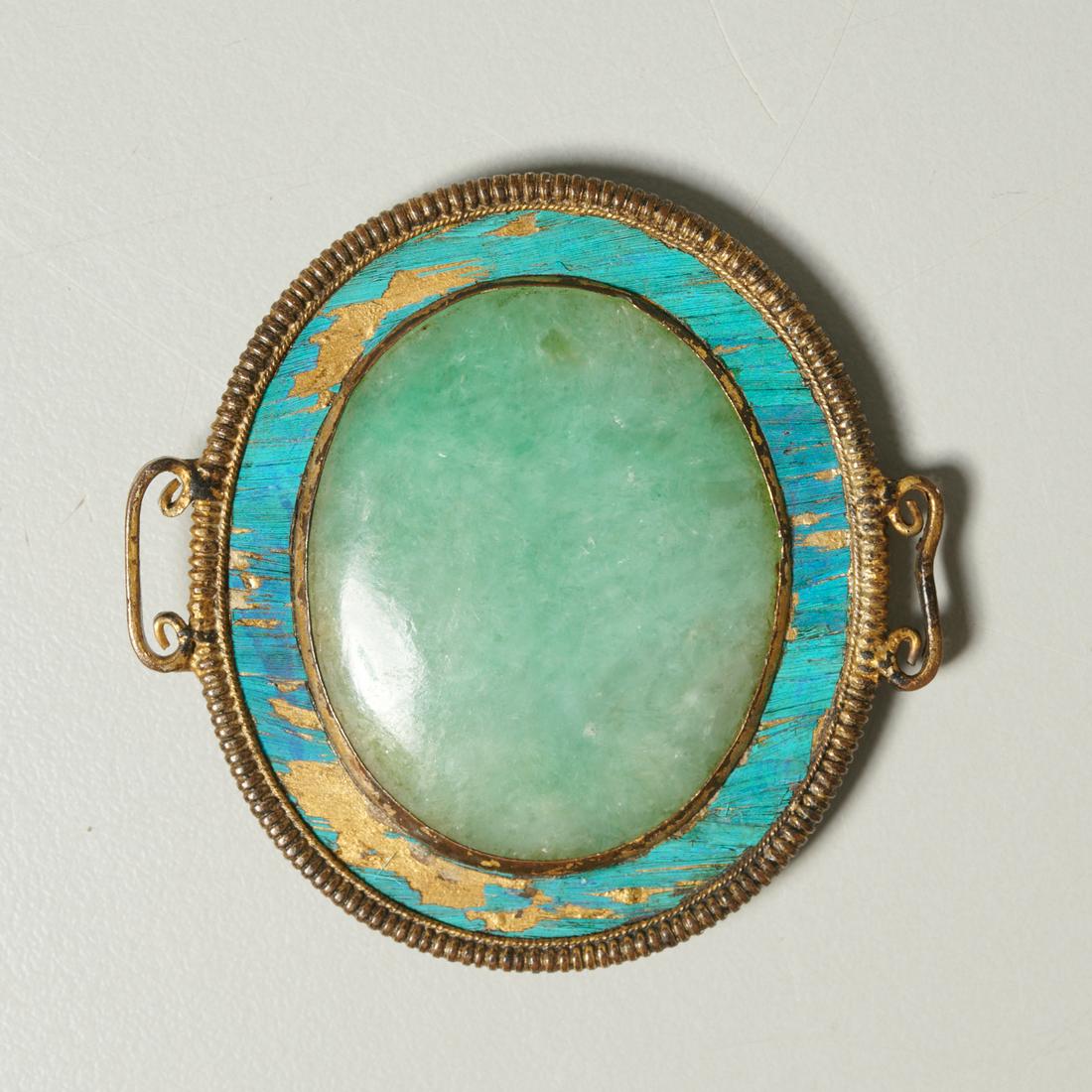 Chinese jade & kingfisher feather ornament (1 of 5)