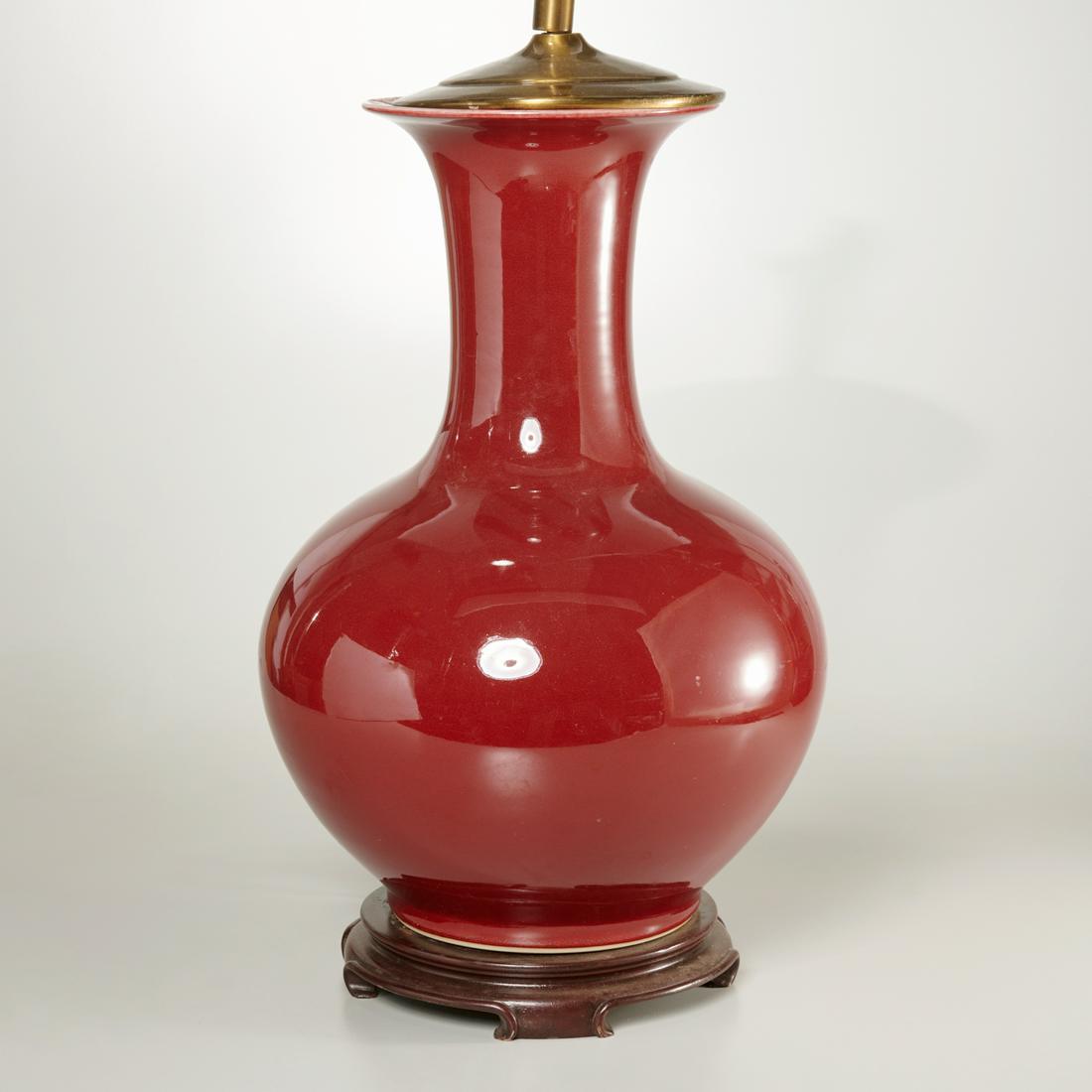 Large Chinese oxblood porcelain vase lamp (1 of 6)