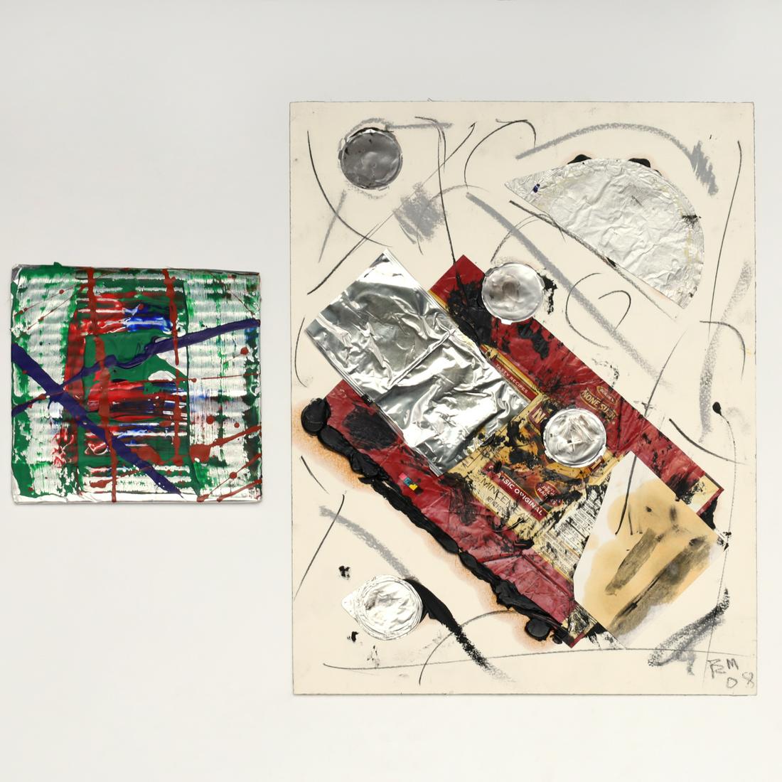Edward Meneeley, (2) mixed media collages (1 of 8)