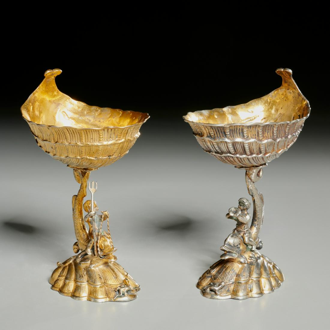 Pair George III style vermeil figural compotes (1 of 6)