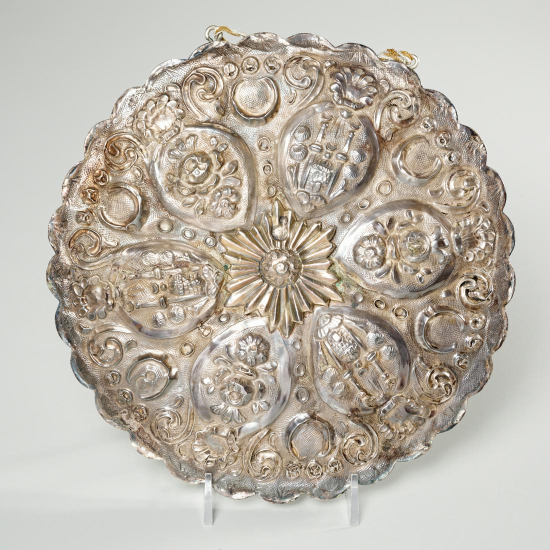 Persian repousse silver-encased round mirror (1 of 5)