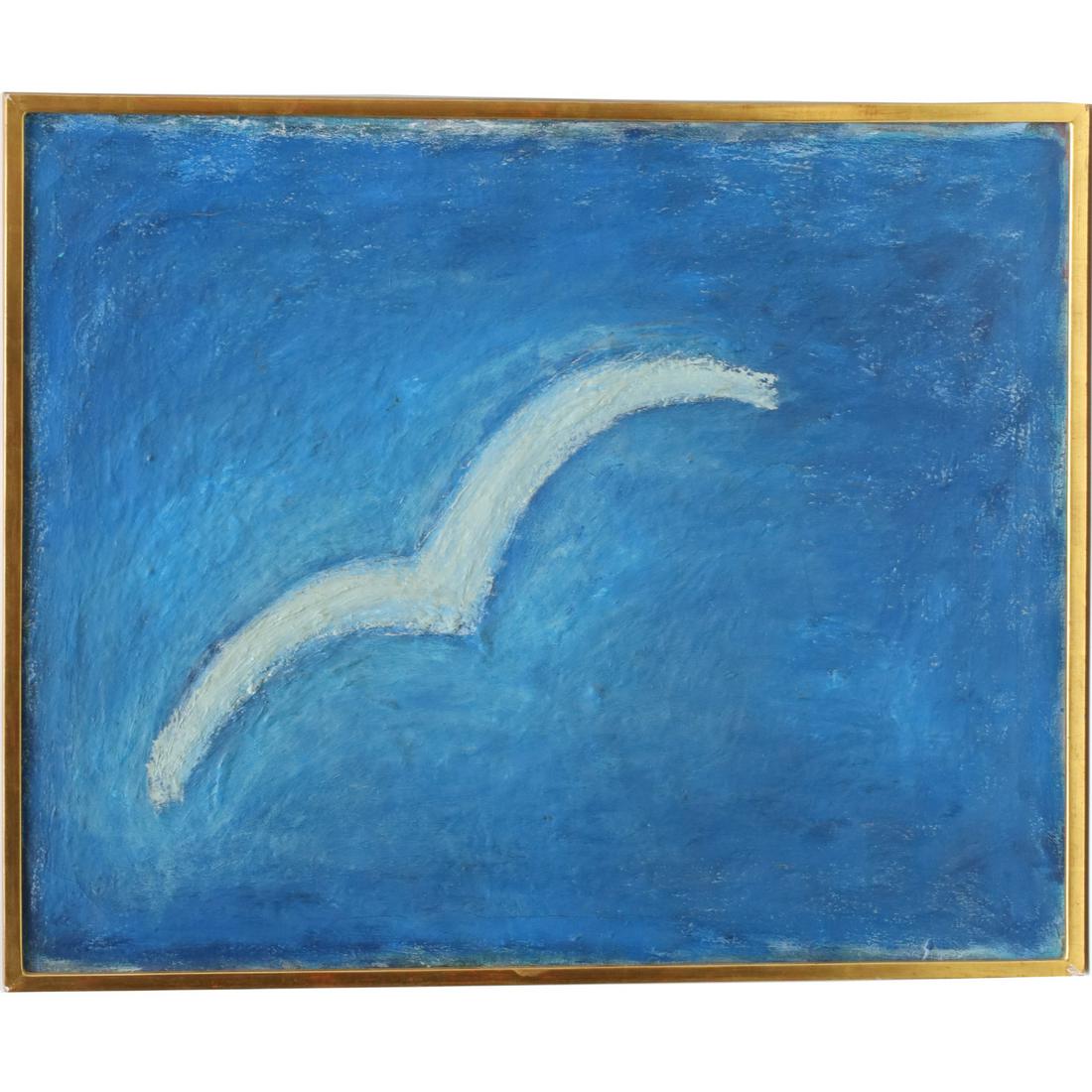 Gandy Brodie, oil on canvas, 1965: Gandy Brodie, oil on canvas, 1965, Gandy Brodie (American, 1924-1975), "Late Bird", signed, titled and dated verso, 23.75"h x 29.75"w (sight), 24.75"h x 30.5"w (frame) Provenance: The Private Collecti