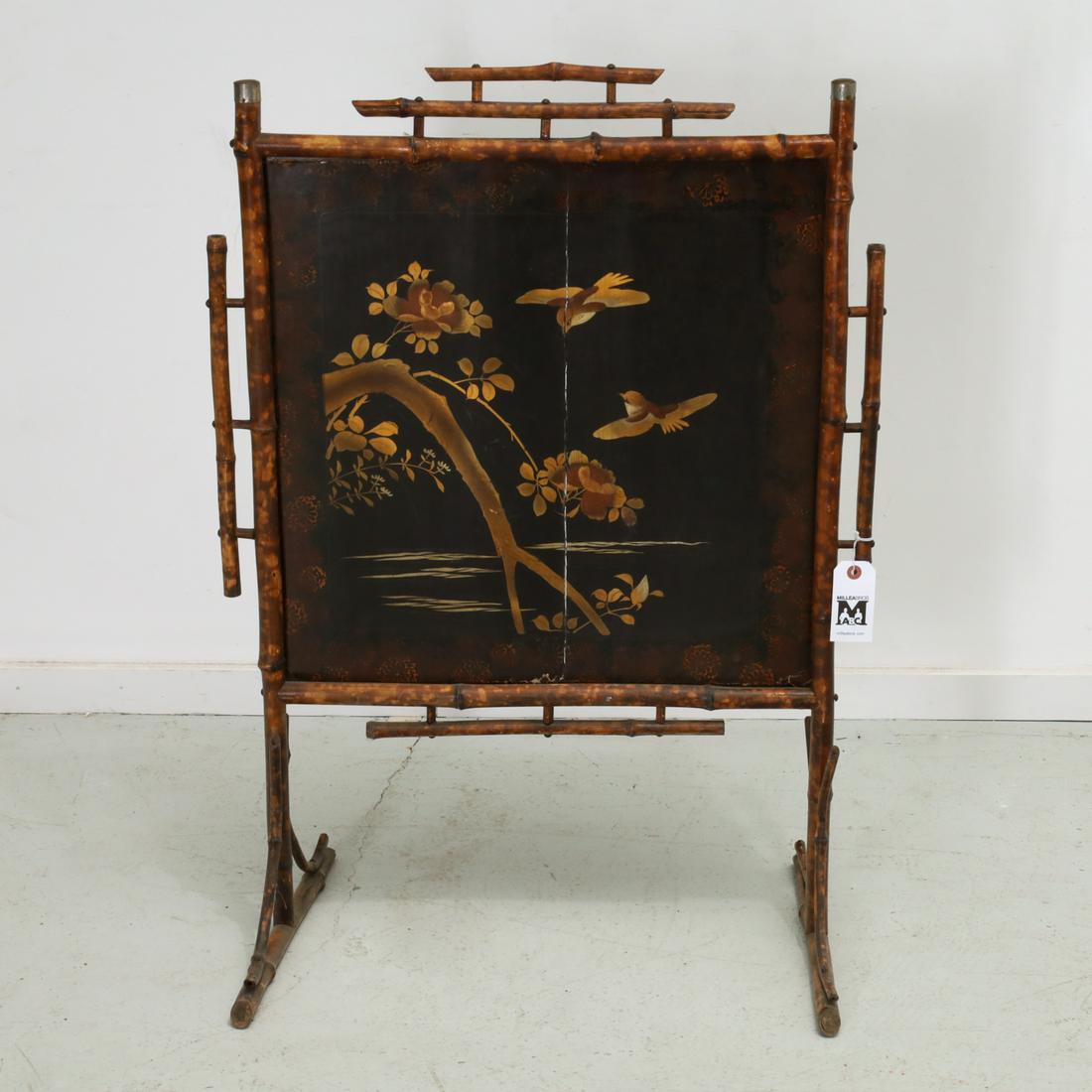 Victorian bamboo Japan lacquered firescreen (1 of 5)