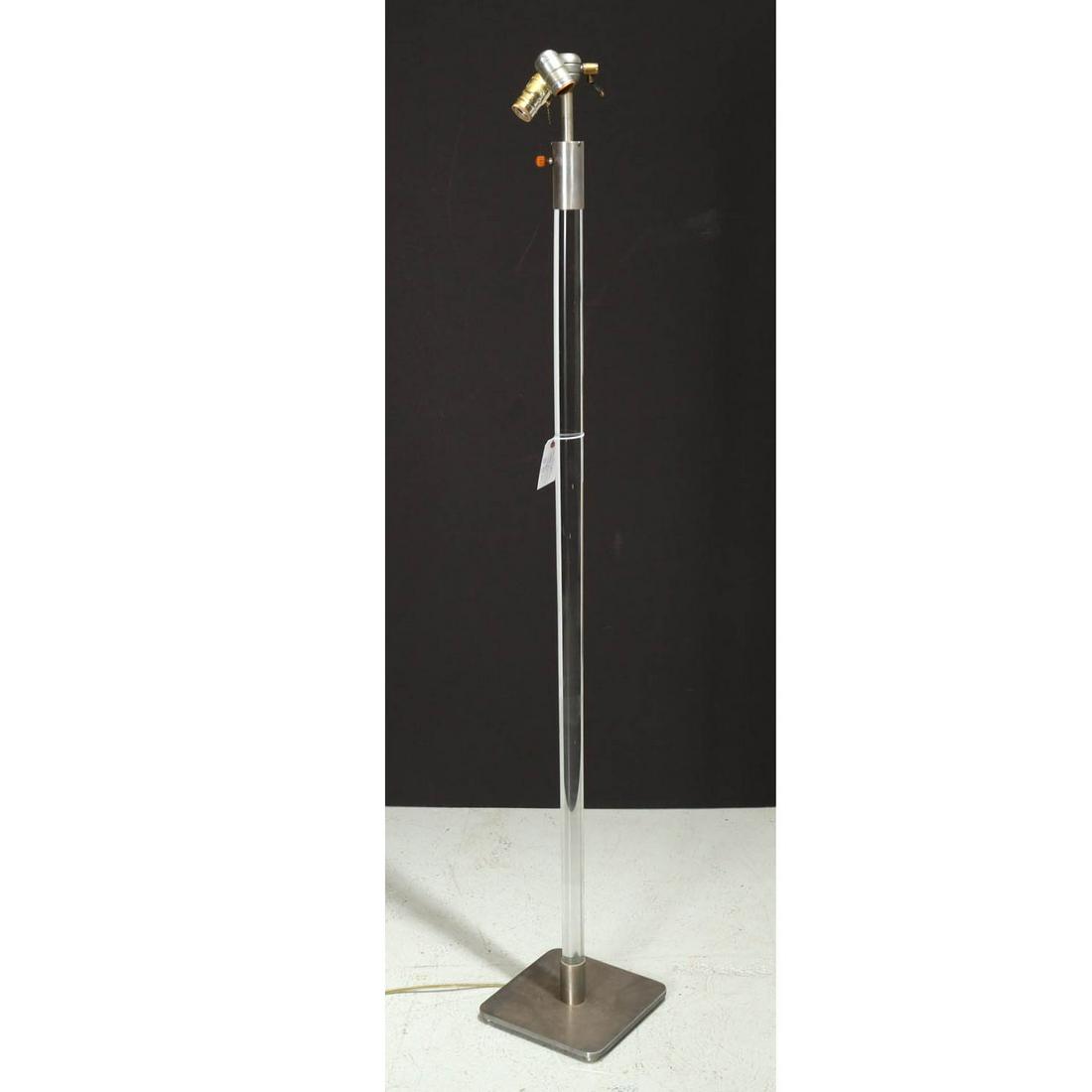 Hansen "glass rod" floor lamp: Hansen "glass rod" floor lamp, c. 1970s, 3-light, silver metal base, stamped on underside "Hansen Lamps, NY", 57.5"h x 9"squ. (total)