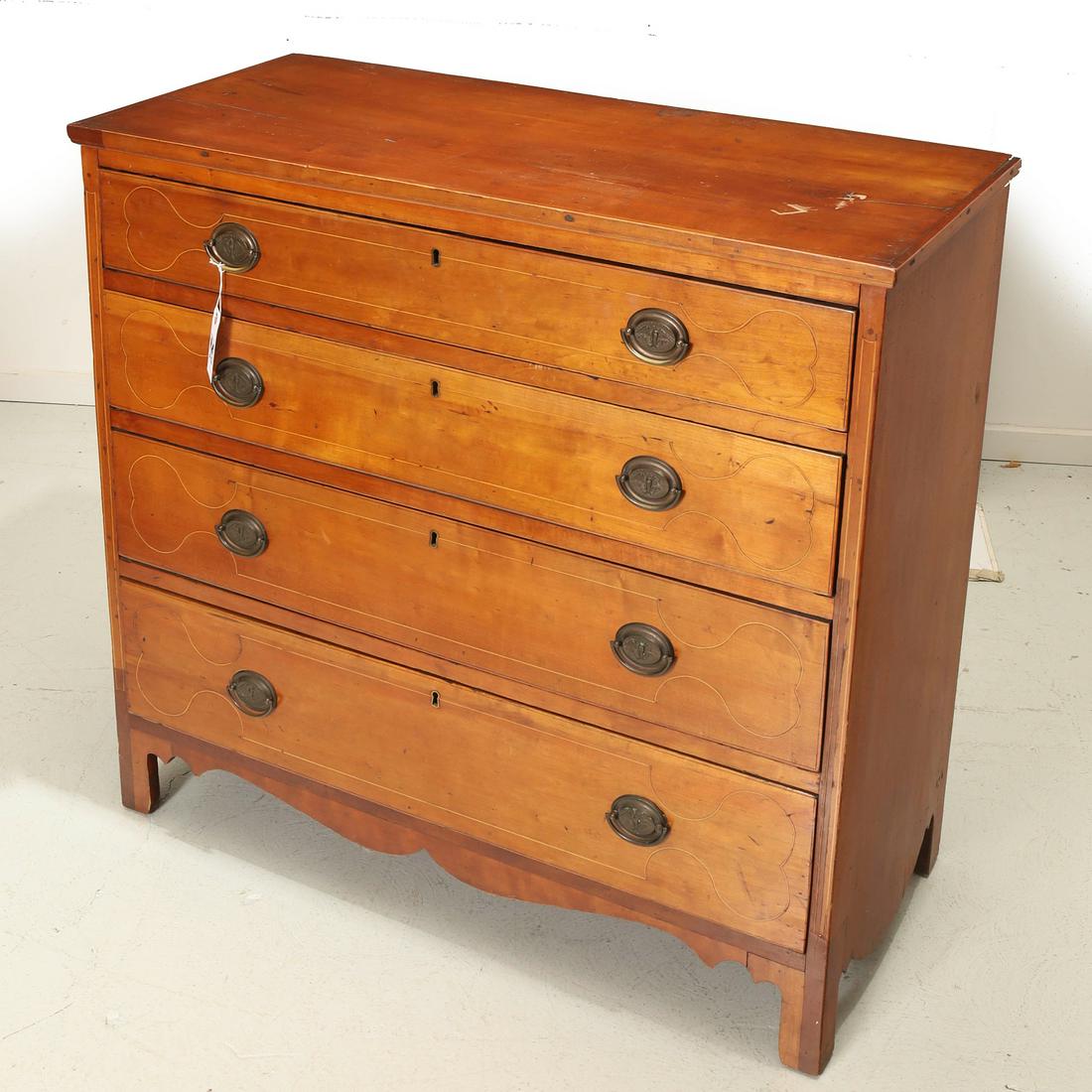 American Federal inlaid cherry chest of drawers (1 of 5)