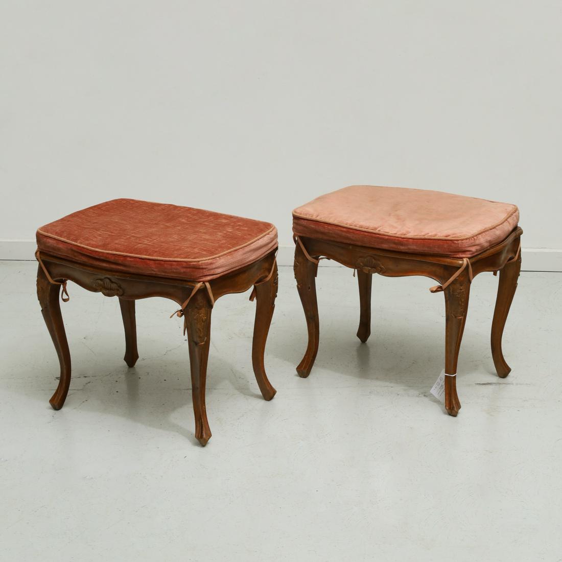 Pair Louis XV style carved walnut stools (1 of 5)