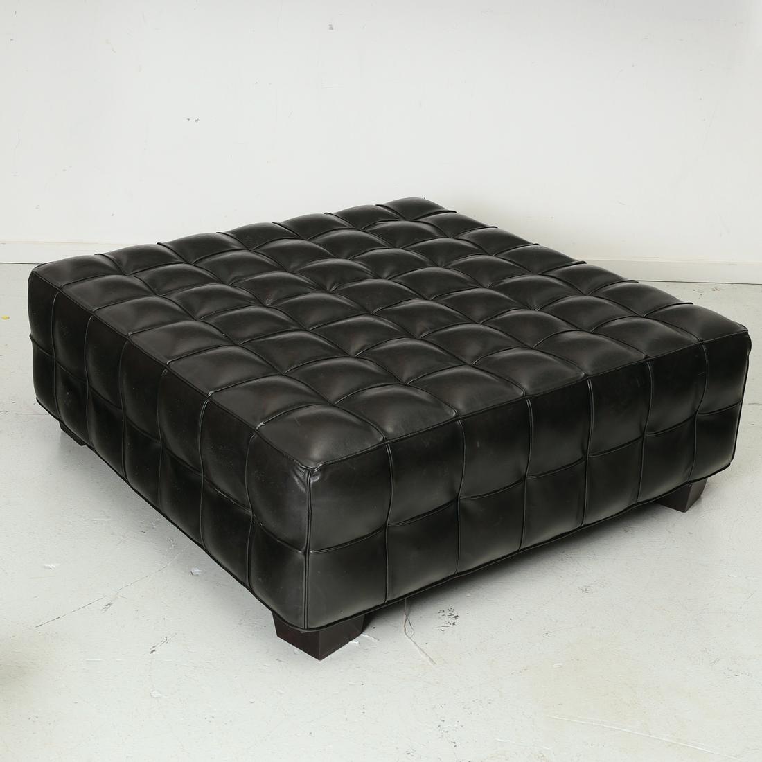 Josef Hoffmann style leather "Kubus" ottoman (1 of 5)